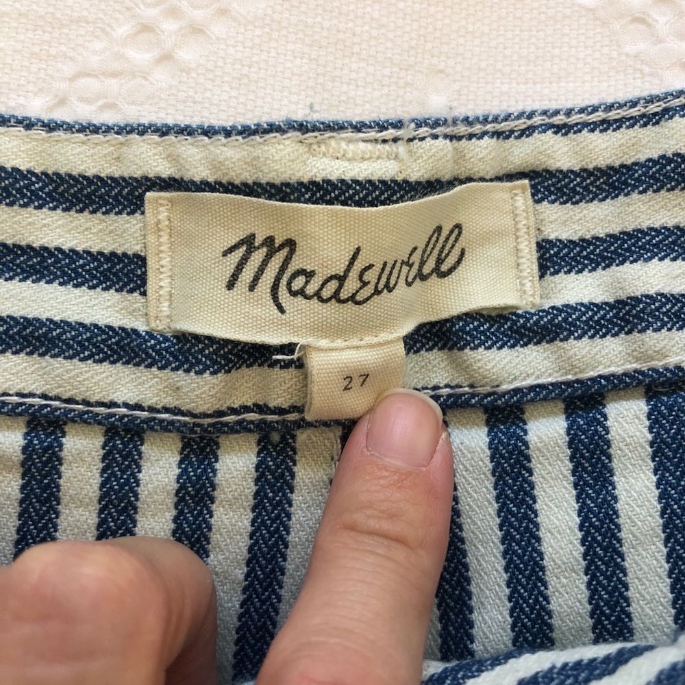 Madewell Blue and White Striped Wide-Leg Jeans - Picture 3 of 4